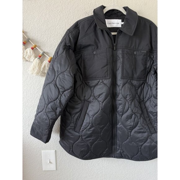 Calvin Klein Water Resistant Quilted Full Zip Shirt Jacket Puffer Outdoor Nylon - Picture 3 of 9